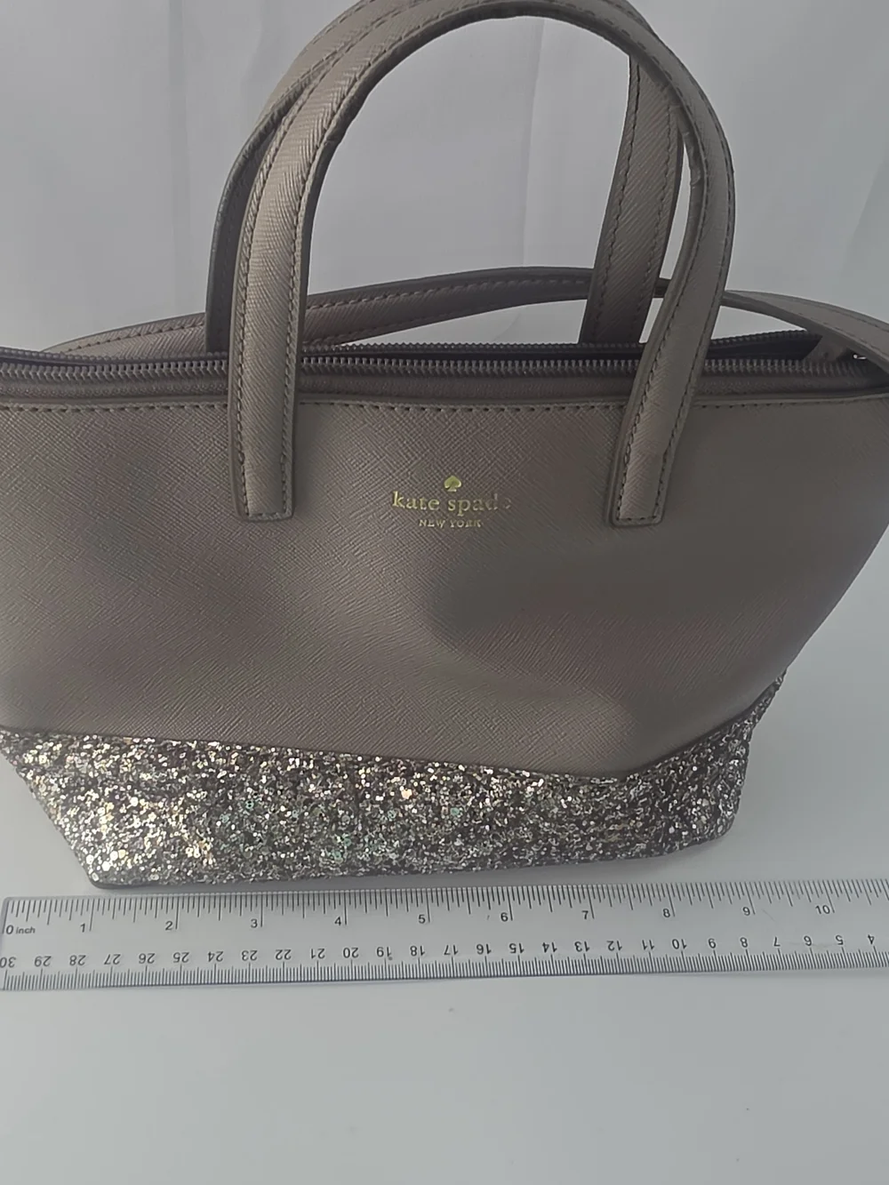 kate spade Taupe Shoulder Bag with Glitter Base and Gold Hardware